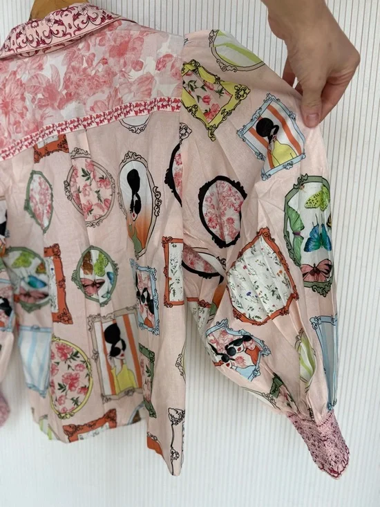 Alice+Olivia Mirror Mirror Stace Tiffie Drama Sleeve Blouse Size S HARD TO FIND - Picture 10 of 11